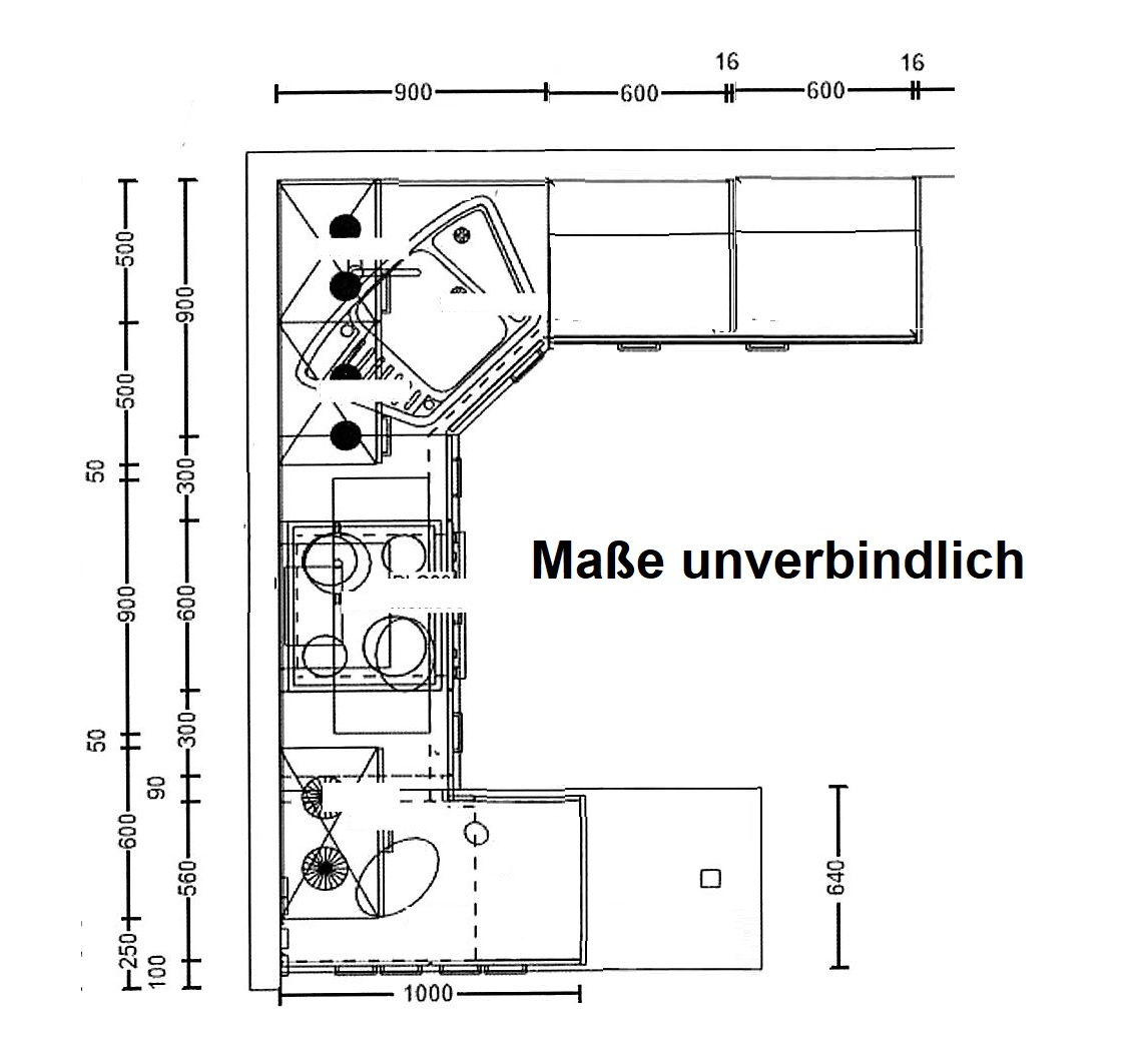 Einbauküche IP 1200 der Marke Impuls Weitere  Grundriss der Einbauküche 180814 IP 1200 der Marke Impuls