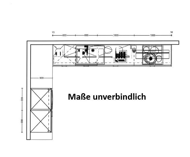 Grundriss der Ausstellungsküche IP1200 182402 der Marke Impuls