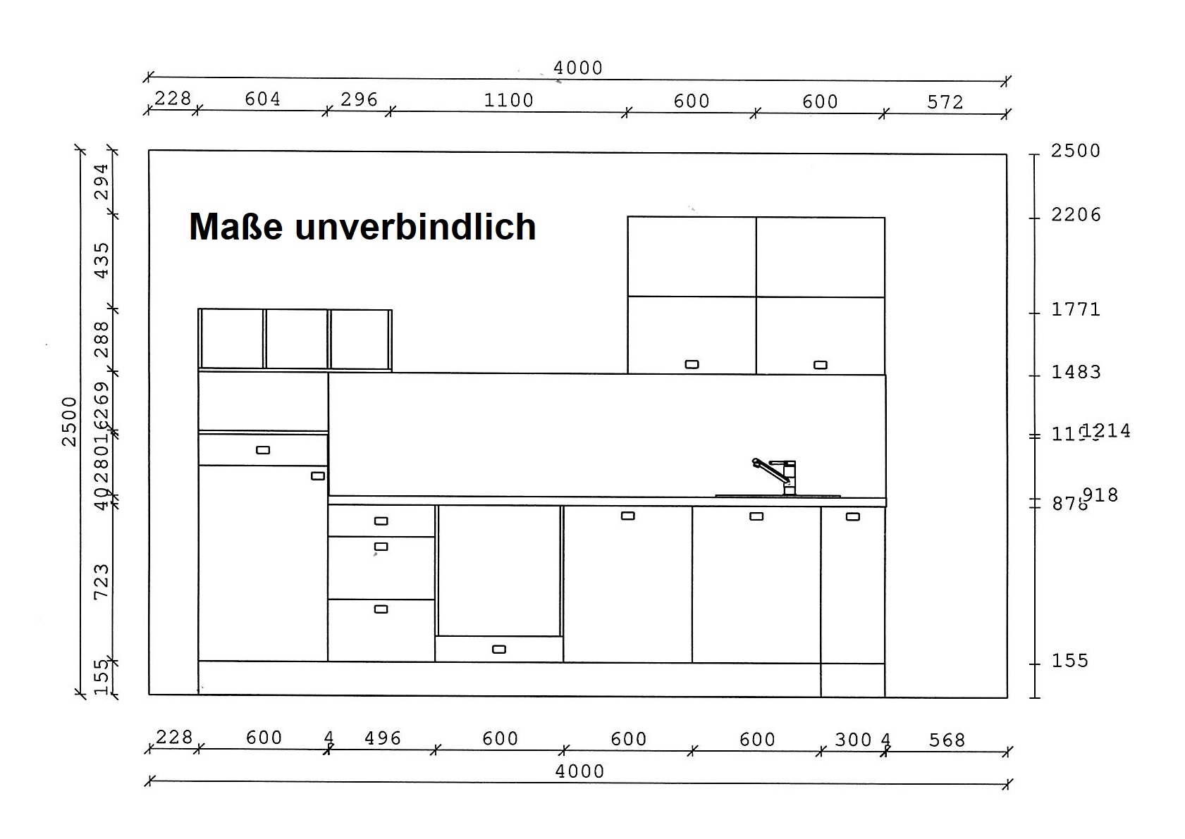Grundriss zur Küchenzeile A181071IKB