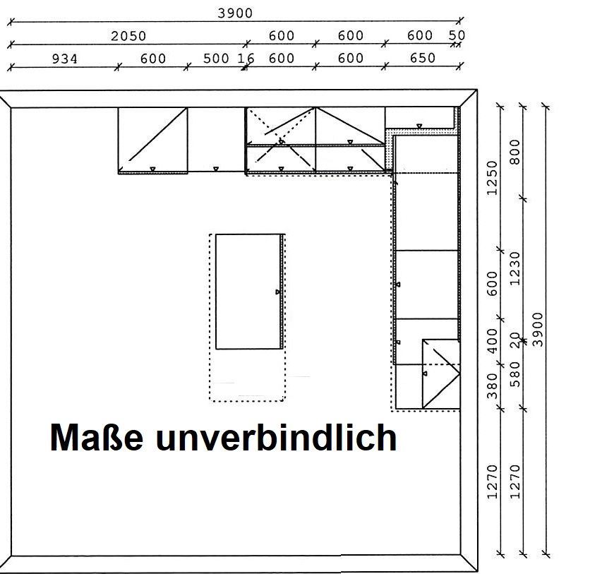 Einbauküche PN 435 der Marke Modulform Weitere  Grundriss der Ausstellungsküche PN 435, 180471 der Marke Modulform